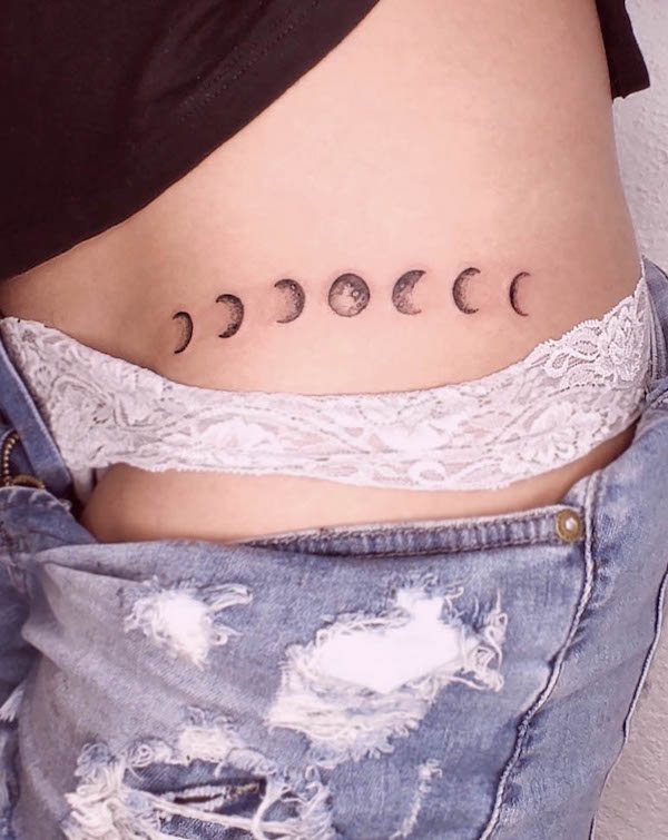 Moon phase side waist tattoo by @renan.novaes