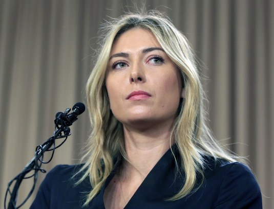 Maria Sharapova speaks in 2016 about her failed drug test at the Australia Open during a news conference in Los Angeles.