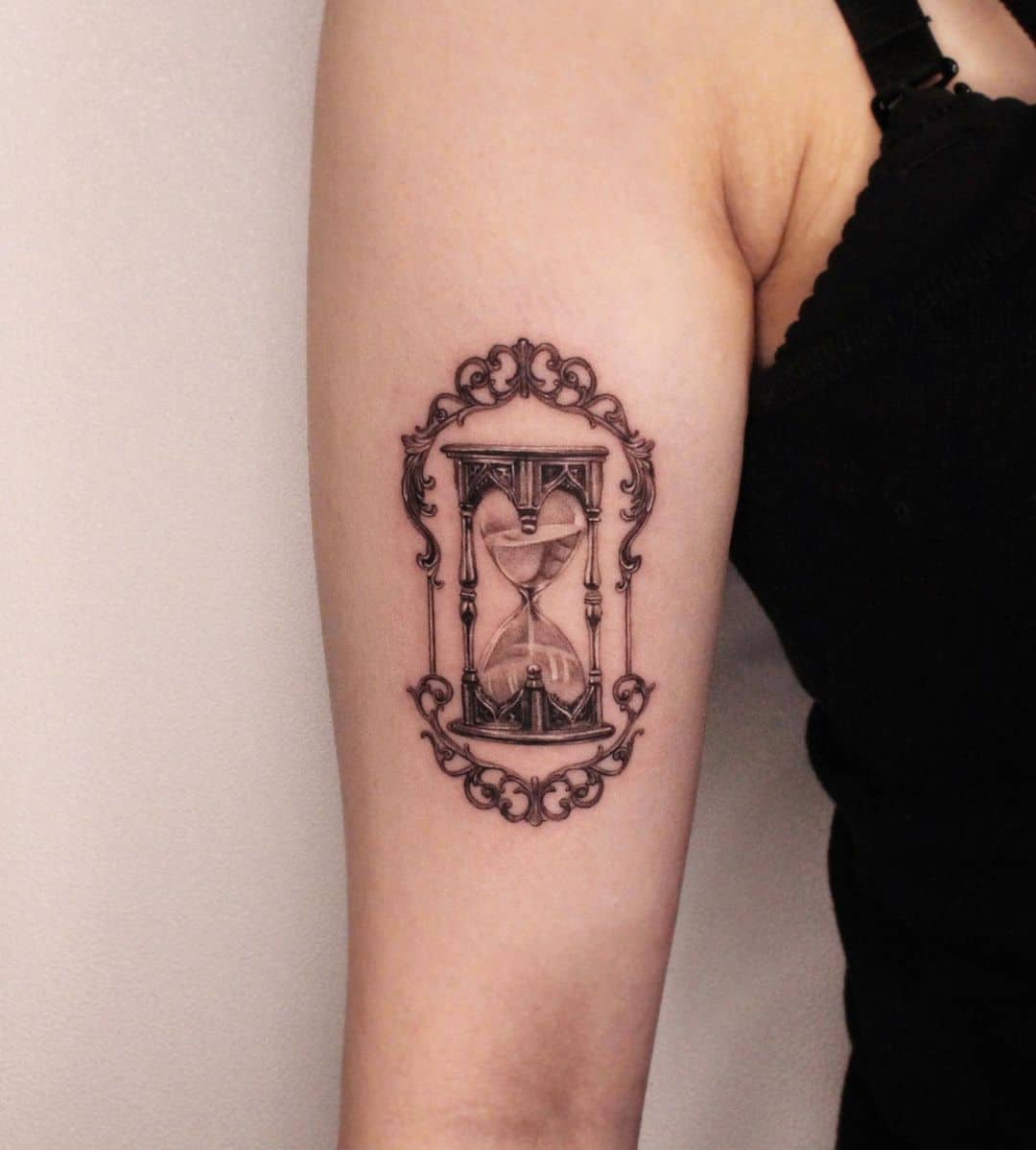 Royal Embellished Hourglass Tattoo