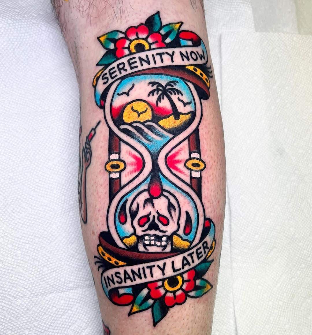 Skull and Hourglass Tattoo 3