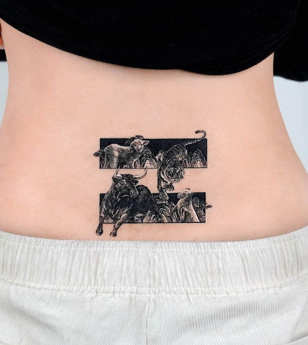 Tiger waist tattoo by @tattooist_eq