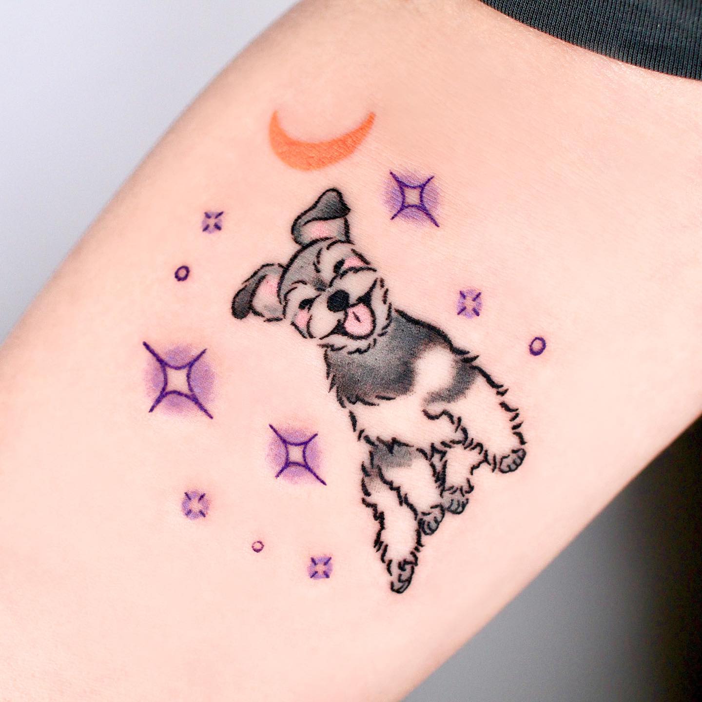 Watercolor dog tattoo design by minari tattoo