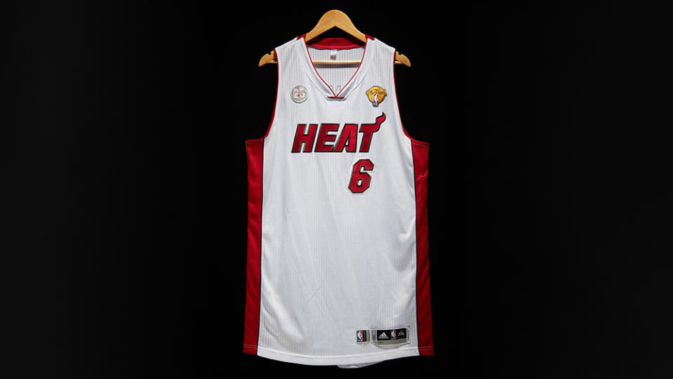 A front-facing view of the game-worn jersey being auction by Sotheby's in January 2023