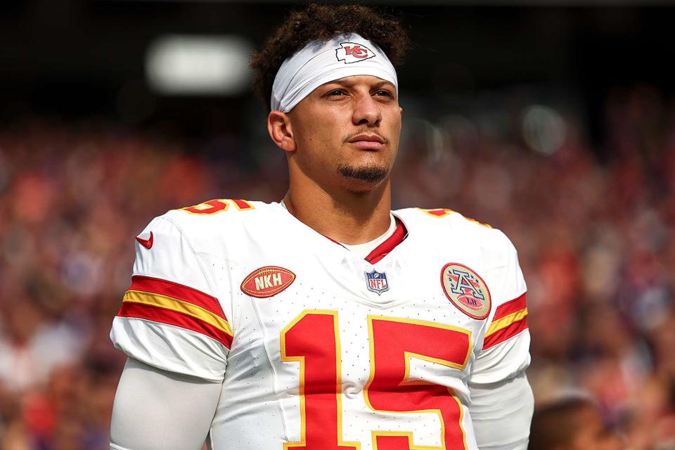 <p>Kevin Sabitus/Getty </p> Patrick Mahomes in 2023