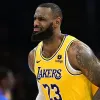 LeBron James reacts during the Lakers loss to the Thunder.