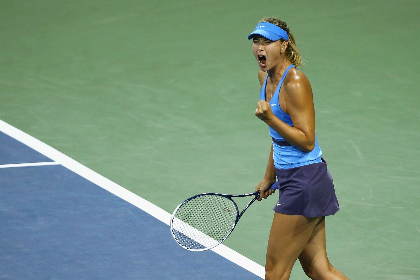 A third victory of 2014 over Halep for Sharapova, 3-6, 6-4, 6-4 in the Cincinnati quarterfinals (Getty)