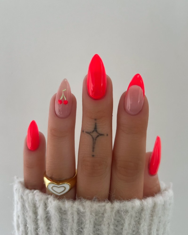 Glowing Glamour: 25 Neon Coral Nails Ideas to Brighten Your Look