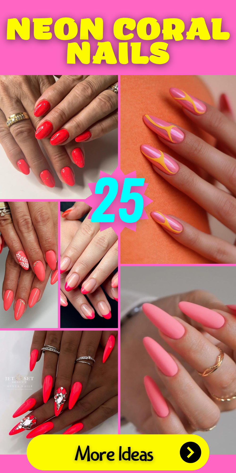 Glowing Glamour: 25 Neon Coral Nails Ideas to Brighten Your Look