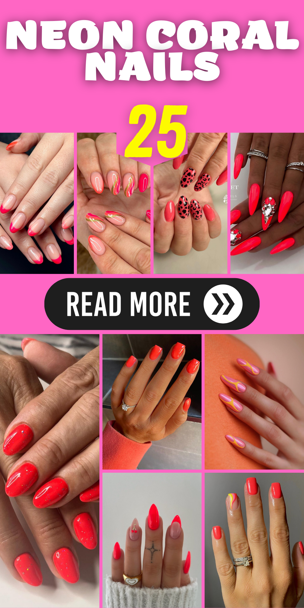 Glowing Glamour: 25 Neon Coral Nails Ideas to Brighten Your Look