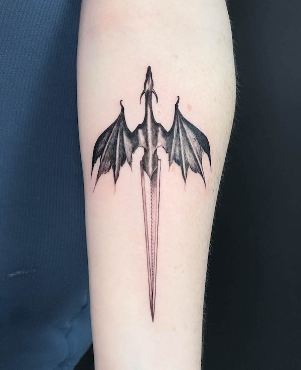 Dragon dagger tattoo by @mamutytattoo