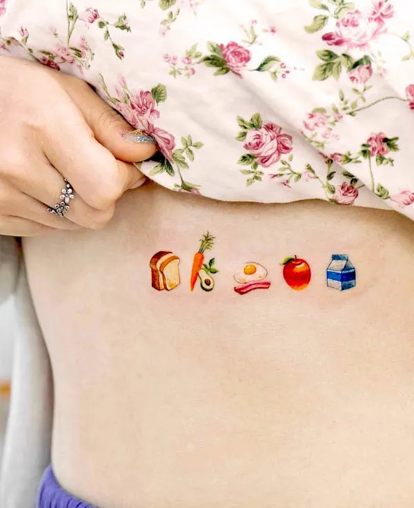 Rib tattoo for foodies by @ovenlee.tattoo