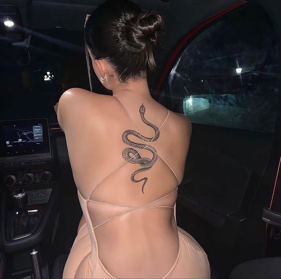 Snake Back Tattoo Woman