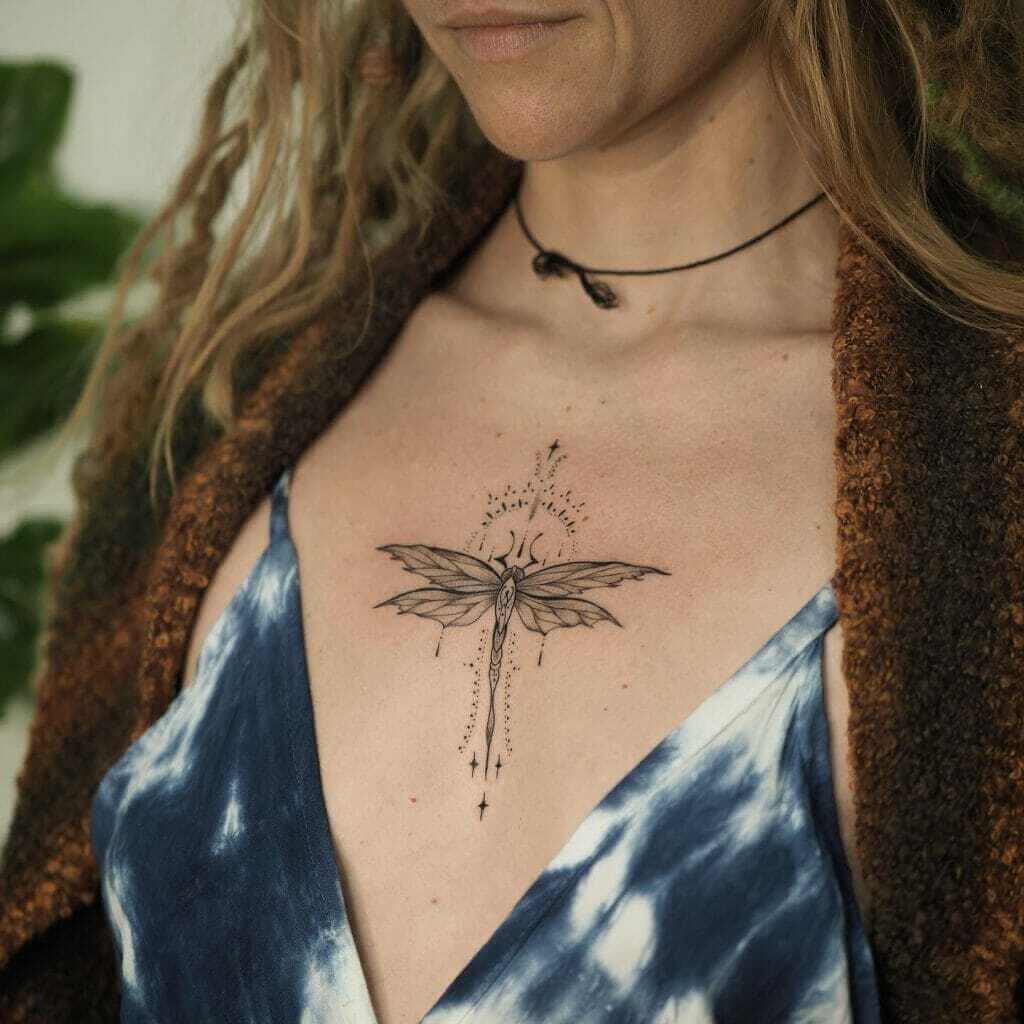 unique small female chest tattoos