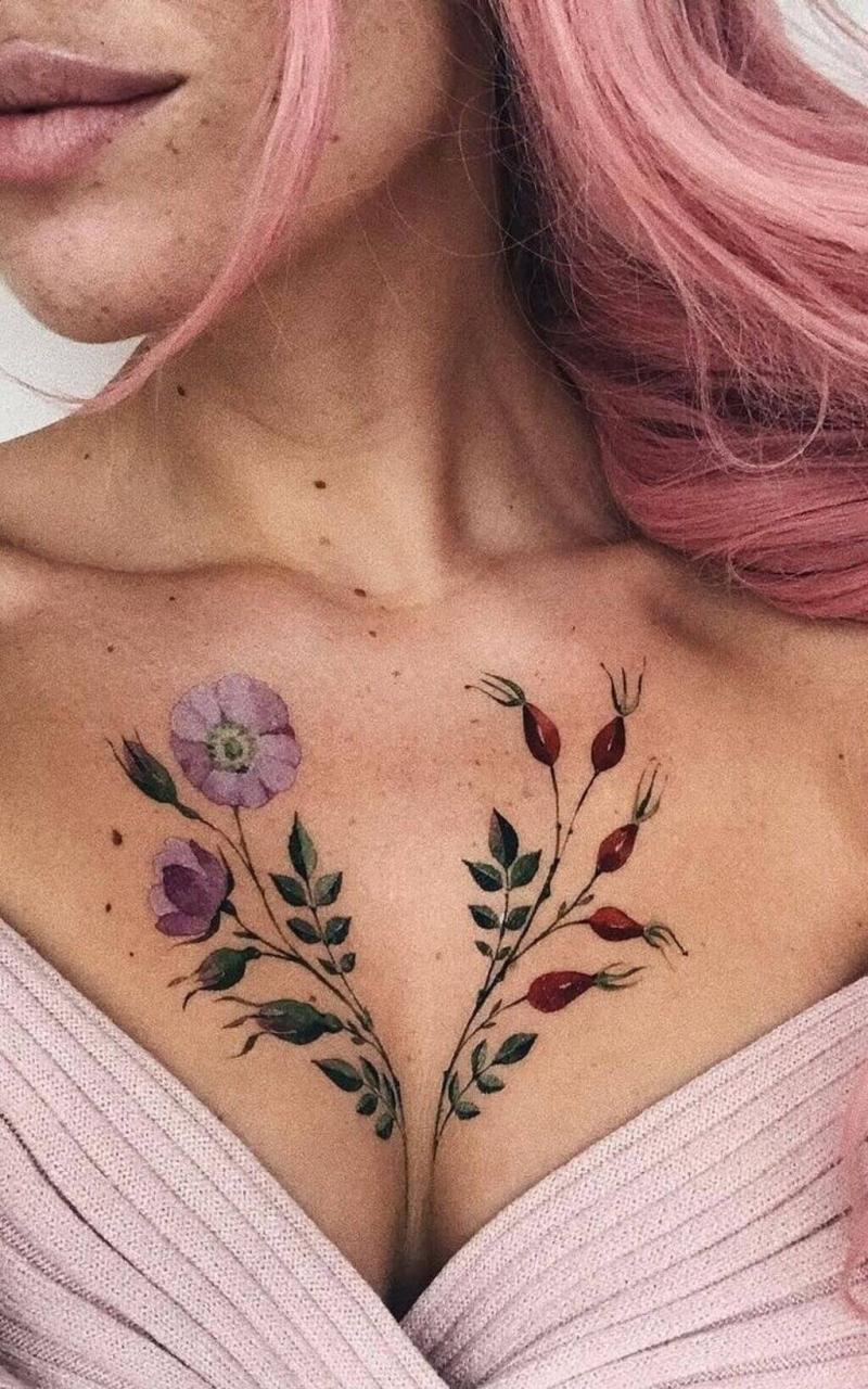 girly female chest tattoos