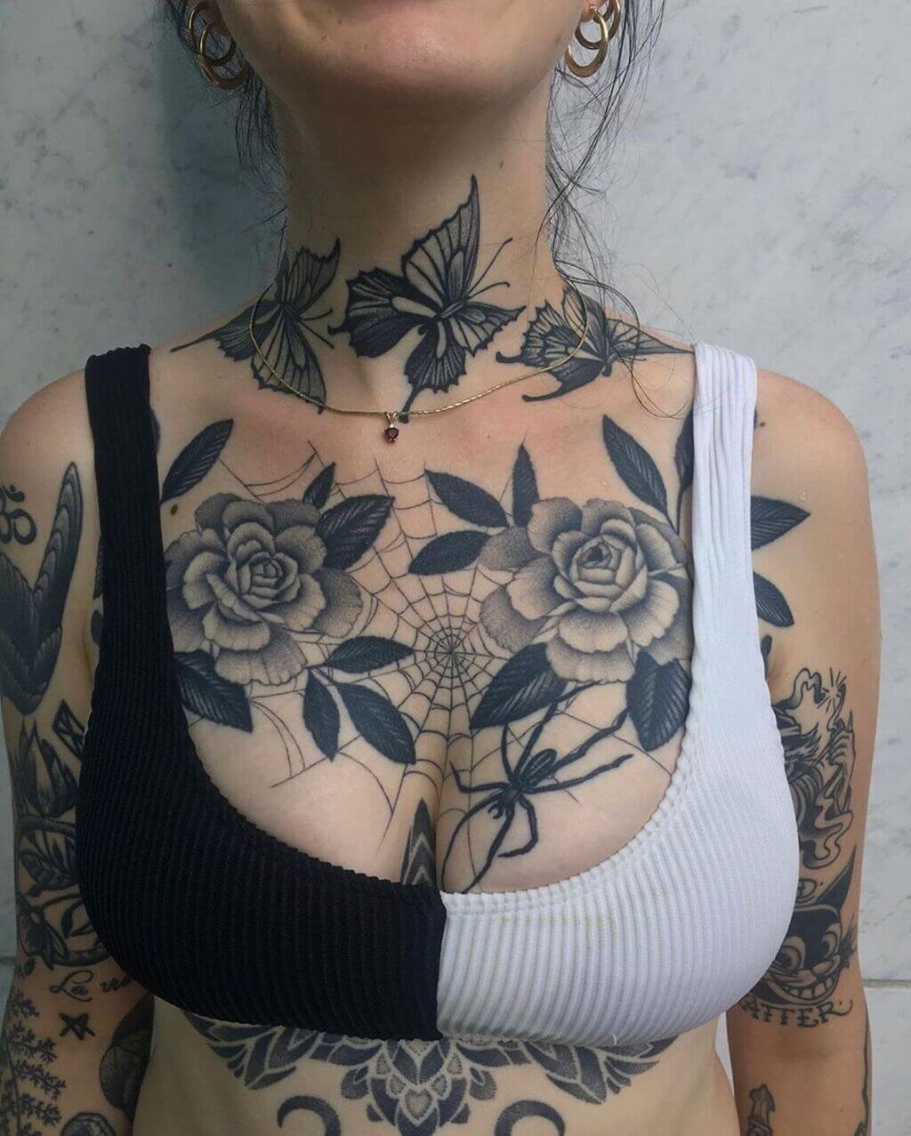 girly female chest tattoos