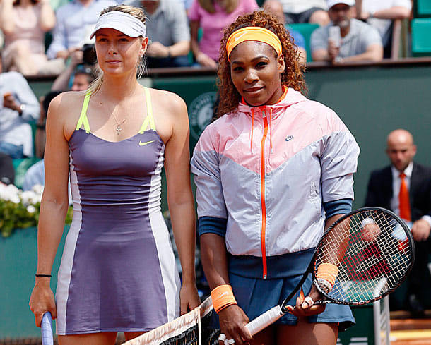 Serena Williams (right) beat Maria Sharapova in the French Open final earlier this month. (Patrick Kovarik/AFP/Getty Images)