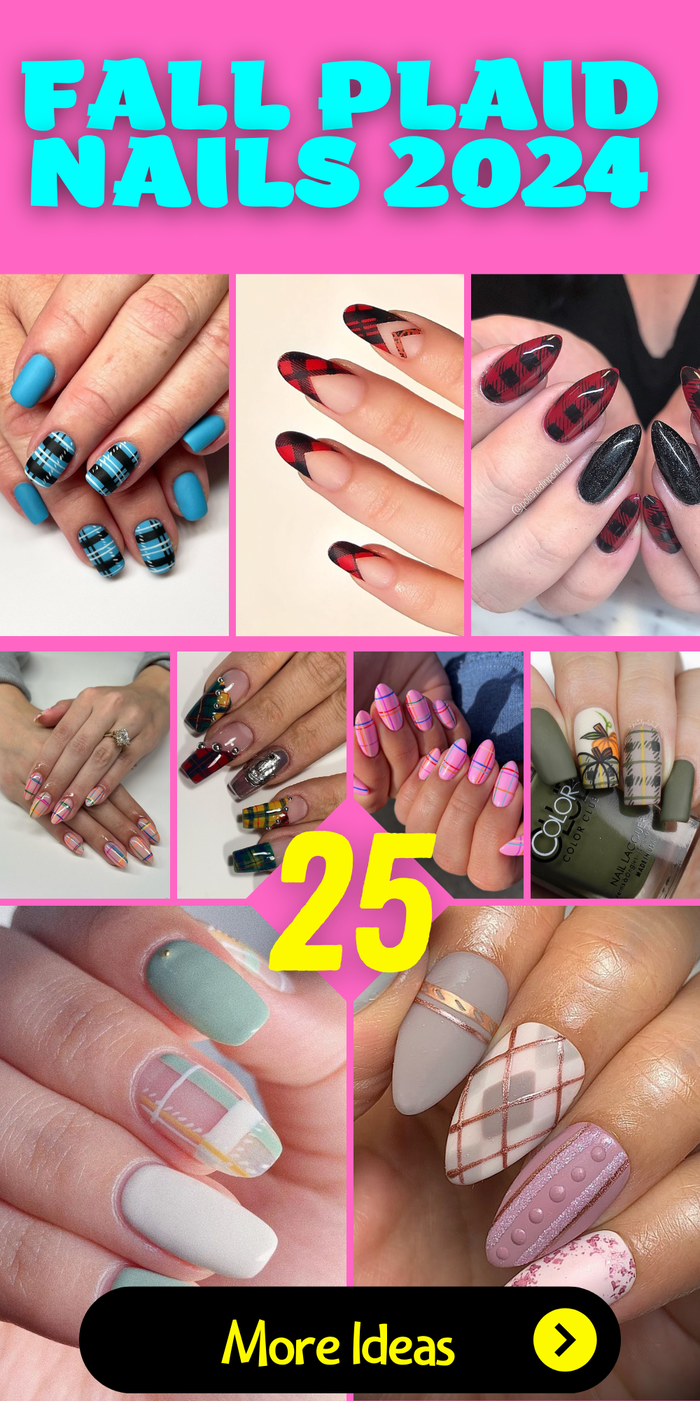 25 Trendy Ideas for Fall Plaid Nails 2024