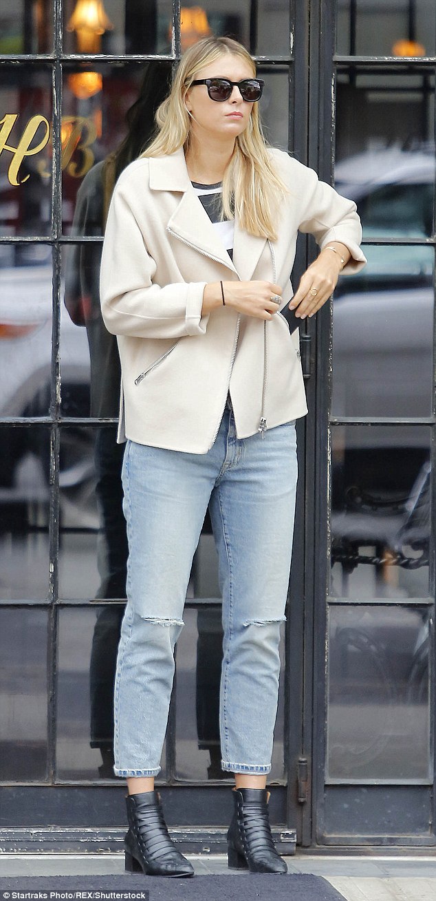 City style: Maria Sharapova again showed off her chic sense of style as she hit New York on Wednesday