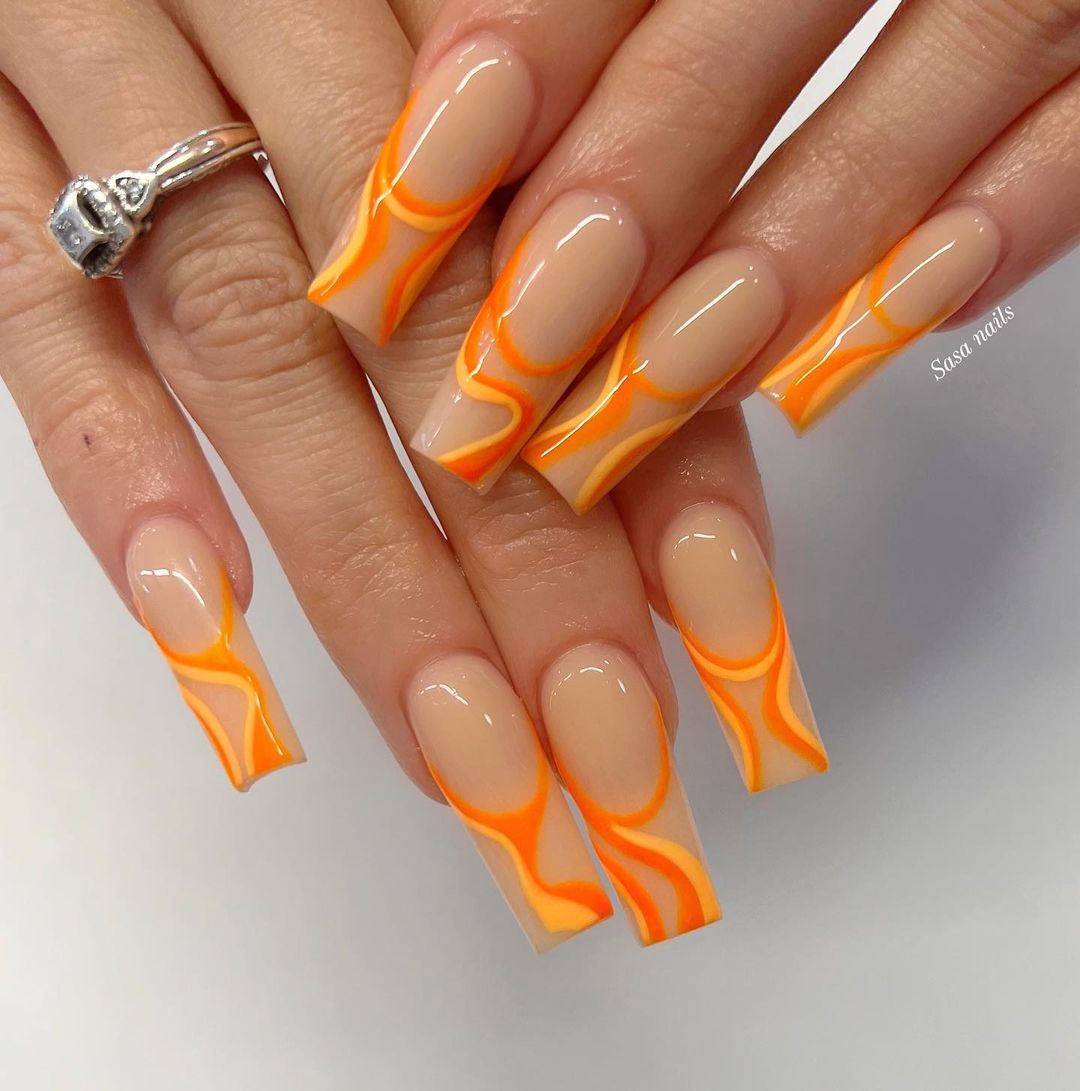 25 Ideas for Orange Fall Nails