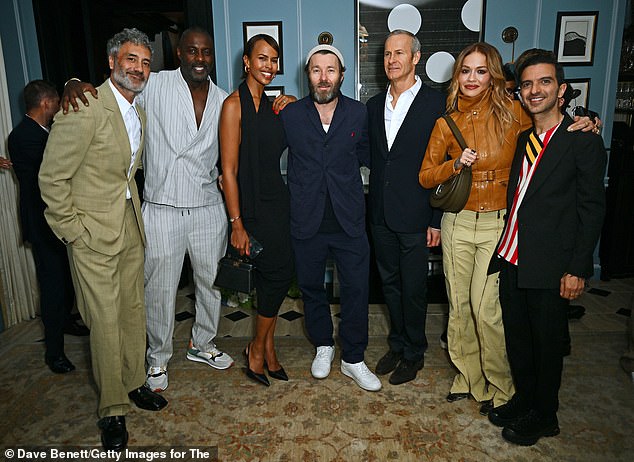 She was joined at the event by stars including Taika Waititi, Idris Elba, Sabrina Elba, Joel Edgerton, Vladislav Doronin, Rita Ora and Imran Amed (L-R)