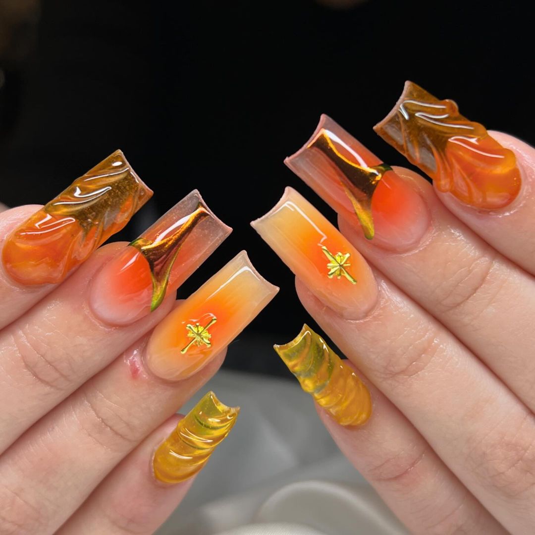 25 Ideas for Orange Fall Nails