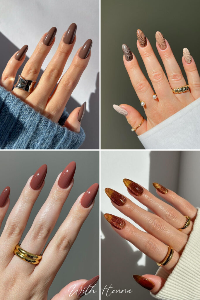 Brown nails collage of best brown nail designs