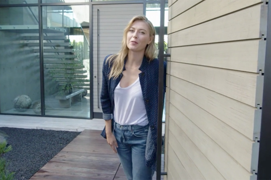 Sharapova's home is inspired by Japanese culture with a fountain and pine tree at the entrance