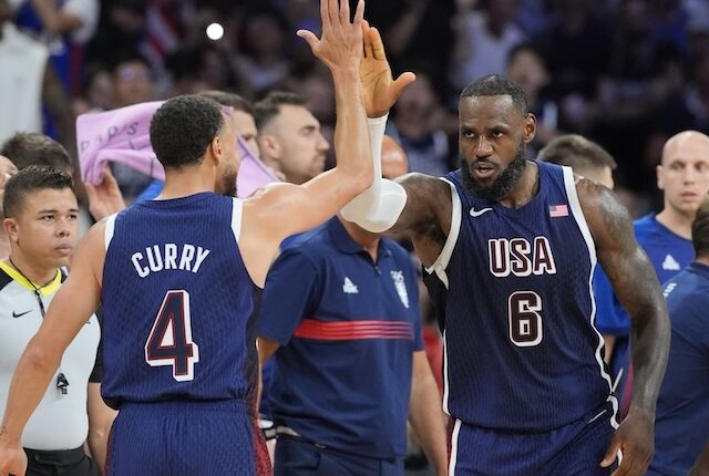 Stephen Curry, LeBron James, USA Basketball, Serbia, Olympics