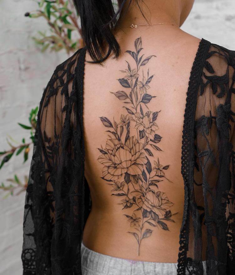 Large Floral Back Tattoo