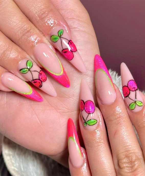 17 Cherry Nails Ideas That Are Fun & Playful Nail Art Trend 1 - Fab Mood |  Wedding Color, Haircuts & Hairstyles | Nails | Colours