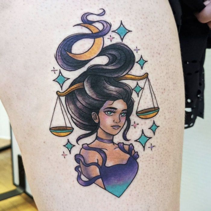 Libra Tattoo - balanced scales in hair