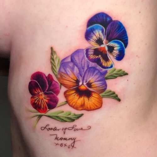 23 Vibrant Color Flower Tattoo Ideas