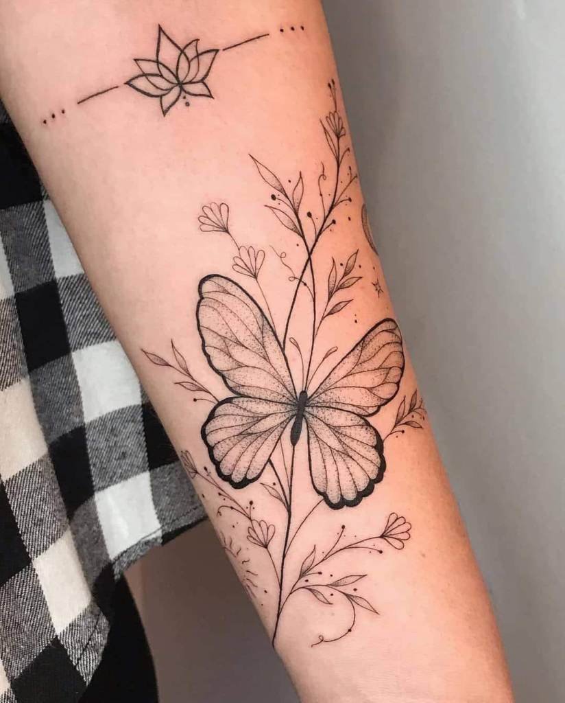 butterfly flower tattoo