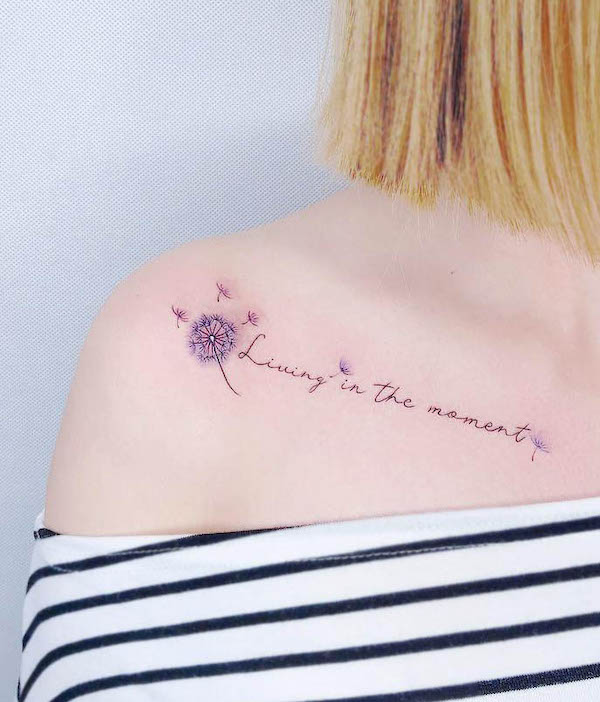 Living in the moment dandelion tattoo by @bel_tattoo